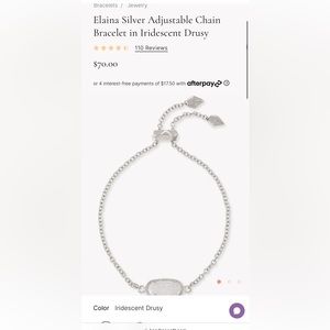 KENDRA SCOTT Elaina Silver Adjustable Chain Bracelet in Iridescent Drusy.